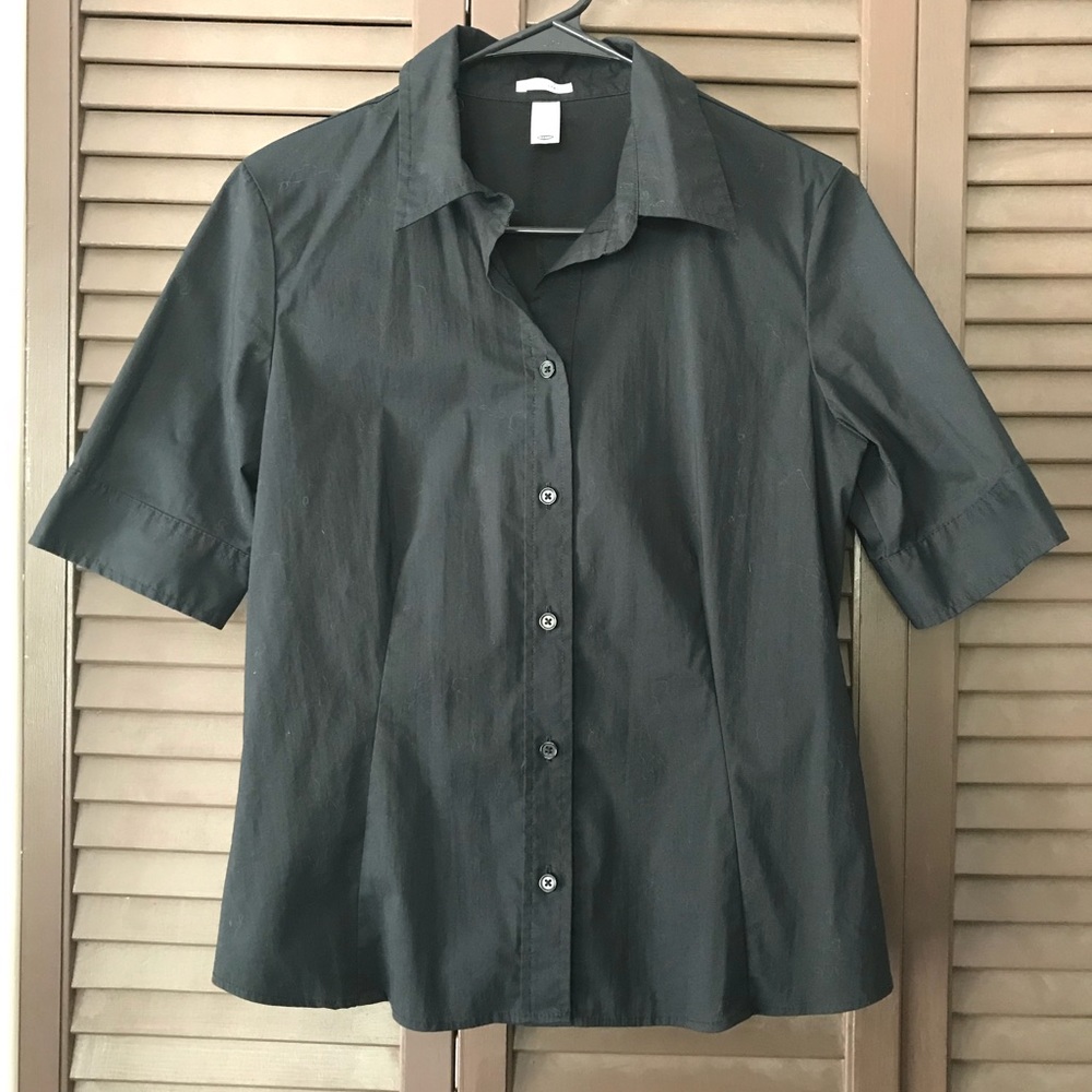 Black Old Navy Structured Button Down Blouse